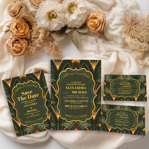 Fotopatometrisk Elegant Art Deco Bröllop Tack Kort