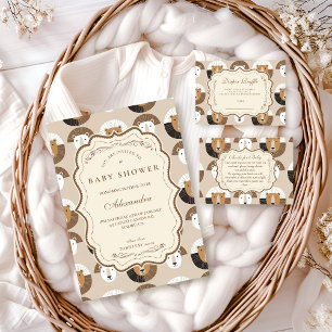 Skandinavisk Safari Lejon Baby Shower Draperi Lott Tilläggskort