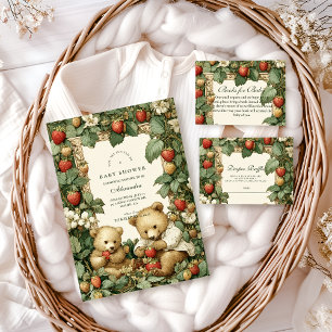 Vintage Jordgubb Cottagecore Barnrums Baby Shower Pappersservett