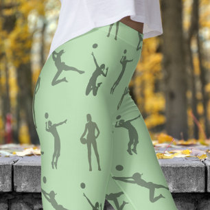 Snyggt Azure Blue Womens Volleyball Mönster Leggings