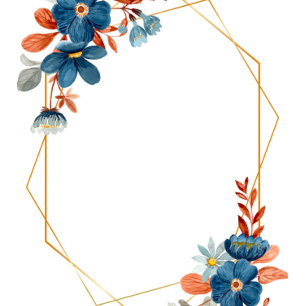 Terracotta Navy Blue Guld Blommigt Möhippa Inbjudningar
