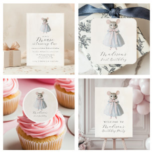 Mouse Whimsical Victorian Birthday Inbjudningar