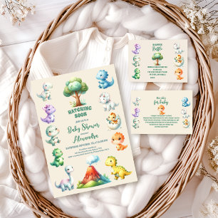 Dinosaur Egg Cute Watercolor Baby Diapper Raffle Tilläggskort