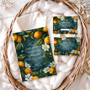 Botanisk Citrus Trädgård Baby Shower Blöja Lotteri Tilläggskort