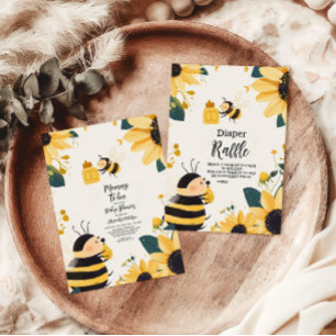 Vintage Mamma till Bee Gult Blommigt Baby Shower Inbjudningar