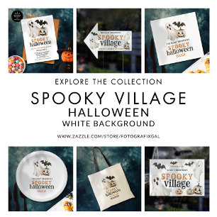 Ghost Pumpkin Fladdermus Spooky Halloween White Inbjudningar