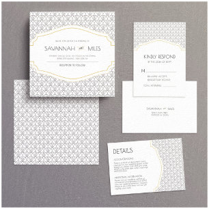 Art Deco Svar/RSVP Infogad Kort Bilaga