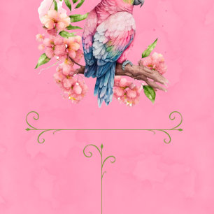 Trendig Cute Parrot Bird Rosa Girl Baby Shower Inbjudningar