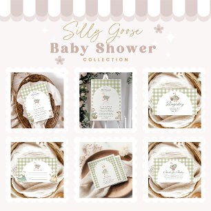 Vintage Grönt Fåniget Gåse Baby Shower Pappersservett