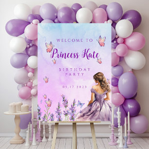 Lila Princess Butterflies Birthday-inbjudan Inbjudningar