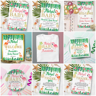 Tropical Summer Beach Luau Boys Baby Shower Inbjudningar
