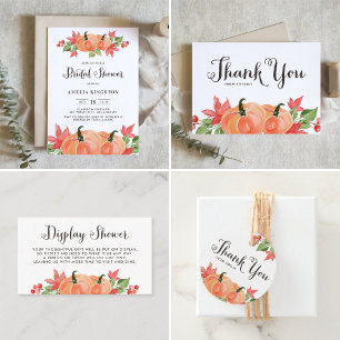 Rustic Watercolor Pumpkins Fall Möhippa Luncheon Inbjudningar