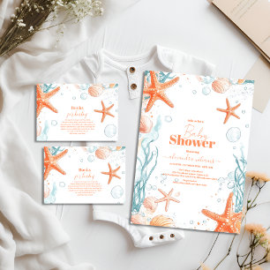 Beach Starfish & Seashells Elegant Diapper Raffle Tilläggskort