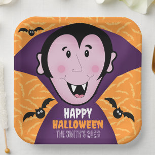 Vampire Dracula Fladdermus Kids Cute Happy hallowe Kort