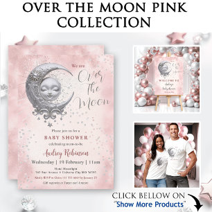 Över Måne Rosa Baby Shower - tack för ditt kort