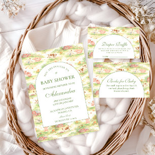 Whimsical Barnyard Trädgård Baby Shower Inbjudningar