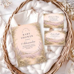 Lavendelfält Landsbygd Baby Shower Pappersservett