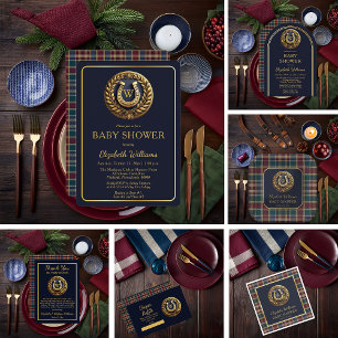 Preppy Horseshoe Emblem Blue Flat Tackkort Tack Kort