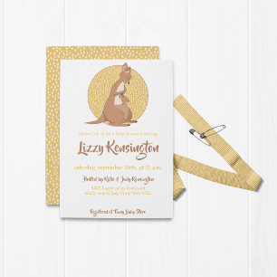 Kangaroo Flicka Shower Rosa Inbjudningar