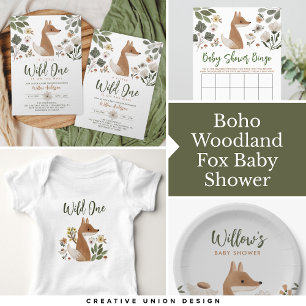 Boho Woodland Fox Vild 1 Baby Bodykosten T Shirt