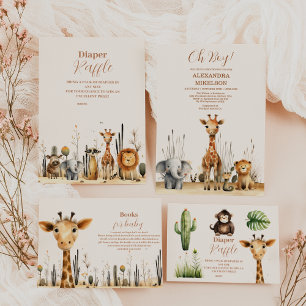 Oh Boy Cute Safari Animal Greenery Baby Shower Pappersservett