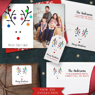 Modern Helgdag Whimsique Mask Reindeer jul Julkort