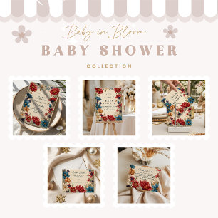 Vildblommeäng Baby Shower Inbjudningar