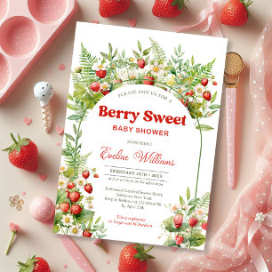 Boho Arch Berry Sweet Vild Strawberry Rosa Välkomm Poster