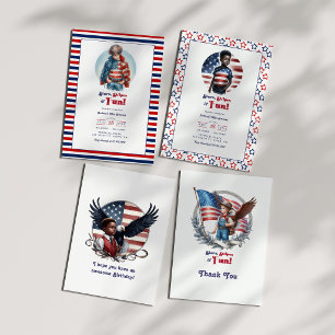 Fosterländsk Örn & Pojke All Amerikansk Födelsedag Kort