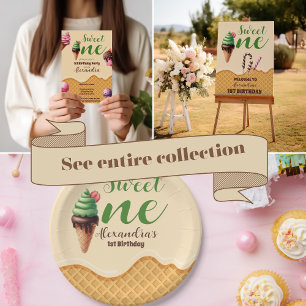Photo Watercolor One i Melon First Birthday Tack Kort
