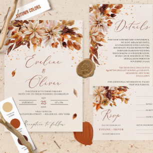 Boho Fall och Autumn blommorna Brunch och Bubly Inbjudningar