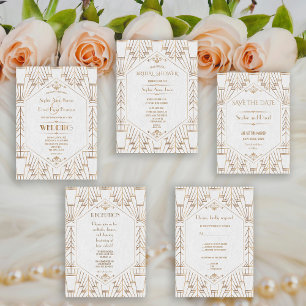 Royal Guld White Underbar Gatsby 1920-talet Bröllo Inbjudningar
