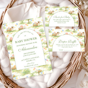 Rustika bondgårdsdjur Pastell Baby Shower Inbjudningar