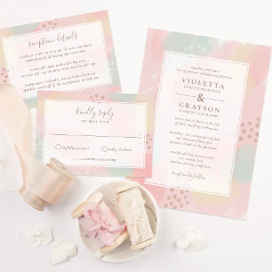Pastel Rosa Peach Abstrakt Art Tack Kort