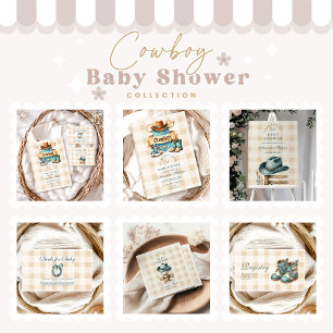Little Cowboy Modern Western Rodeo Baby Shower Inbjudningar