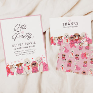 Girls Rosa Puppy Pawty Birthday Tack Kort