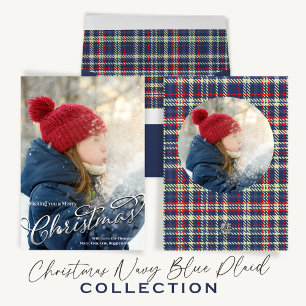 God jul Calligraphy Navy Blue Play Julkort