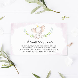 Cute Watercolor Baby Elephant Girl Baby Shower Inbjudningar