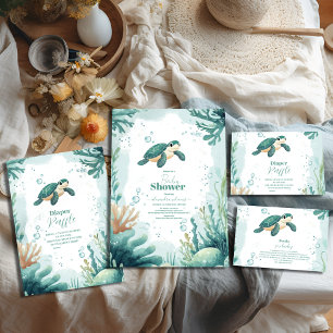 Bebisstövling Sea Turtle Watercolor Diapper Raffle Tilläggskort