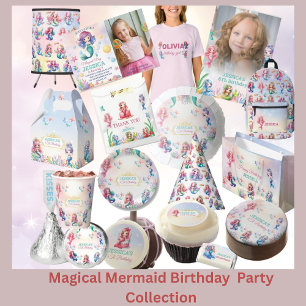 Glitter Magic Sjöjungfru 6e Birthday Photo Inbjudningar