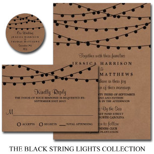 Rustic Kraft String Ljus Bröllop-samlingen Inbjudningar