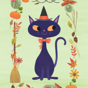 Söt Halloween-häxa Katt  Kudde