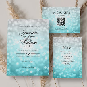 Elegant Script Bröllop Beach Bokeh Ljus Meny