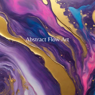 Abstrakt Flow Art-Blue Lila Rosa och Guld- Tygkasse