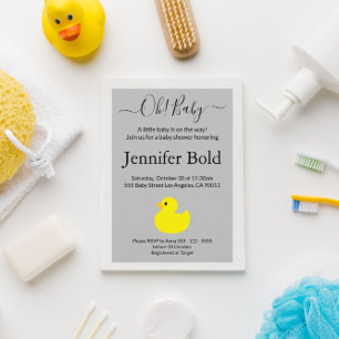 Gult Rubber Anka Baby Shower Bingo Card Inbjudningar