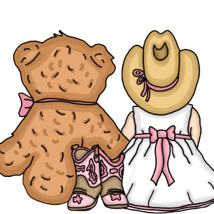 Flickans babyskor   Cowgirl och Nalle Inbjudningar