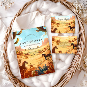 Boho Country Western Baby Shower Inbjudningar
