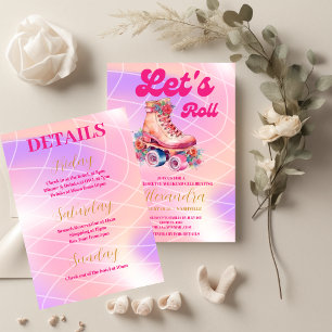 Disco Rosa Retro Roller Skating Bachelorette Part T Shirt