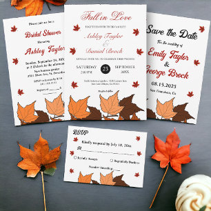 Nedfall i Kärlek Elegant Romantic Löv Fall Wedding Inbjudningar