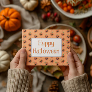 Halloween Kawaii Pumpkins Mönster Helg Vykort
